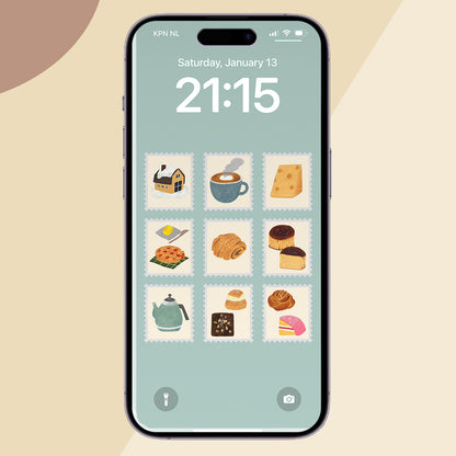 Set of 3 Phone Wallpapers | DIGITAL DOWNLOAD | 02 "Stamp Collection, Cozy winter day, Teapots Pattern"