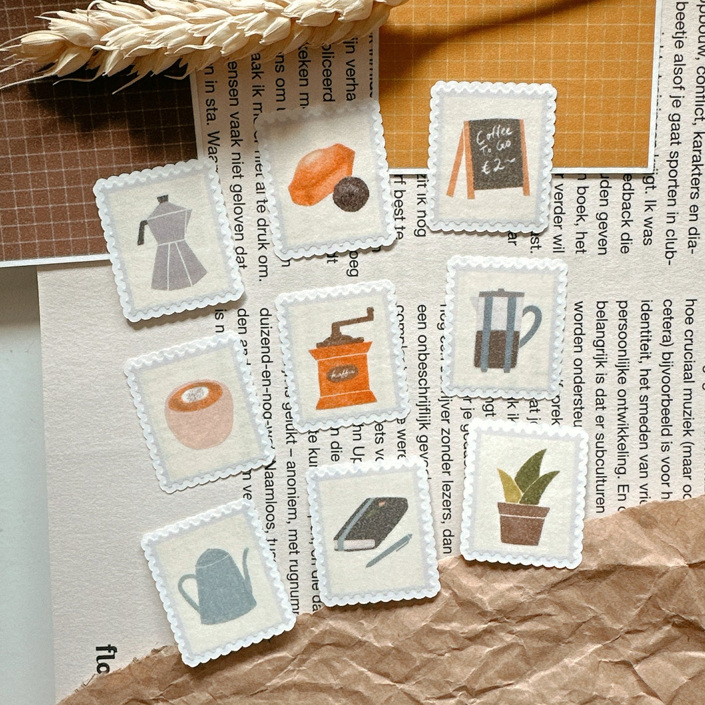 Mini Washi Sticker Flakes Set 02 Café stamp Collections