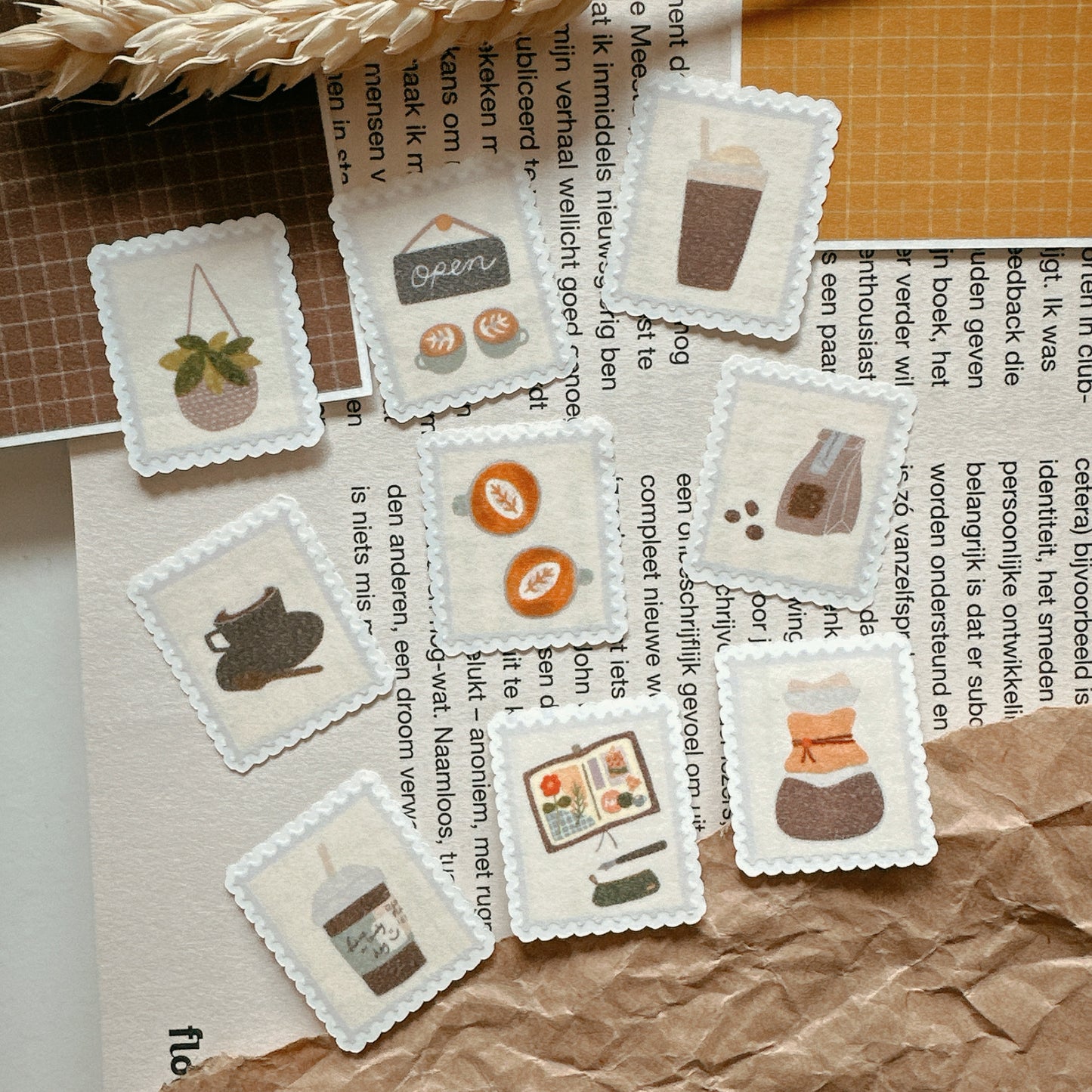 Mini Washi Sticker Flakes Set 02 Café stamp Collections