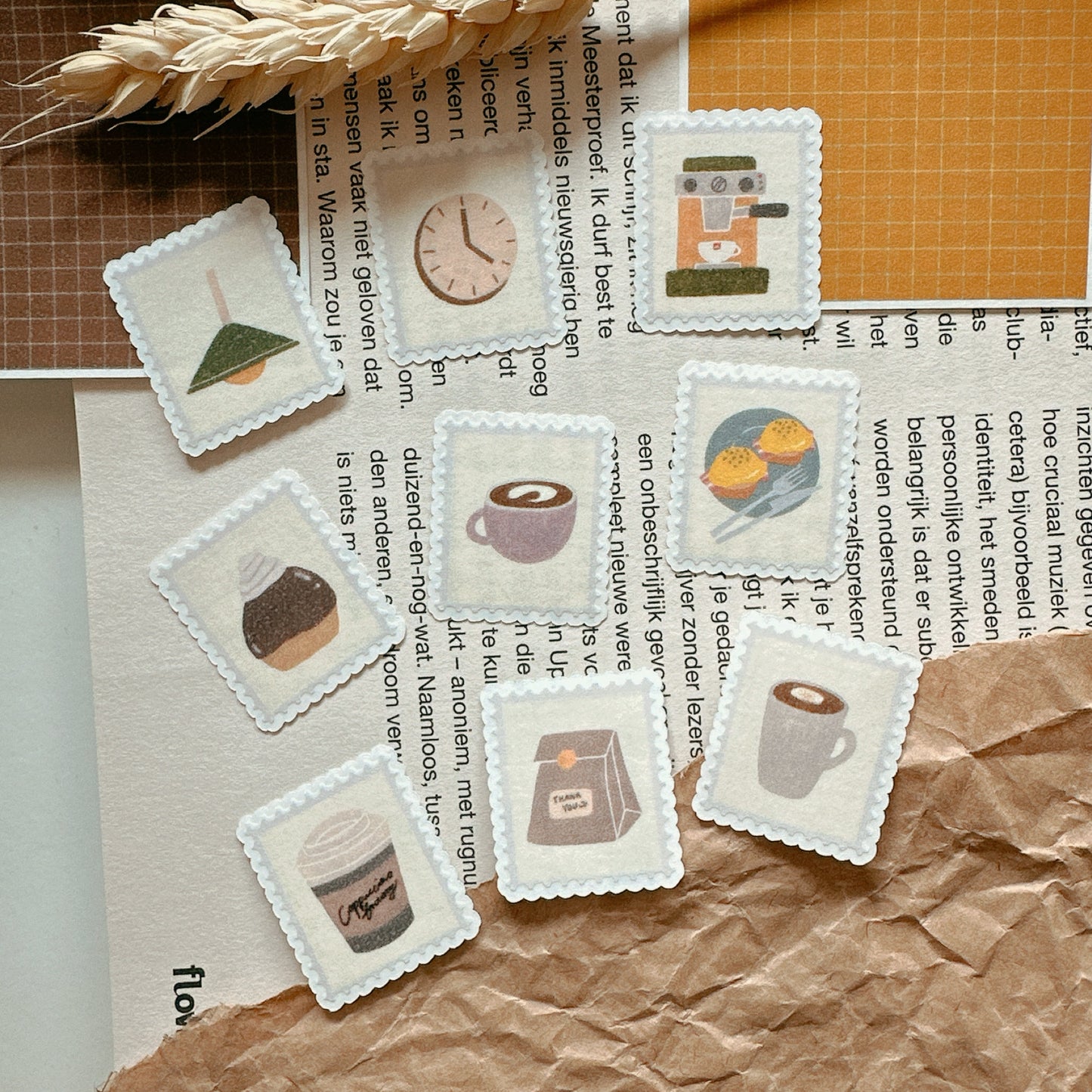 Mini Washi Sticker Flakes Set 02 Café stamp Collections