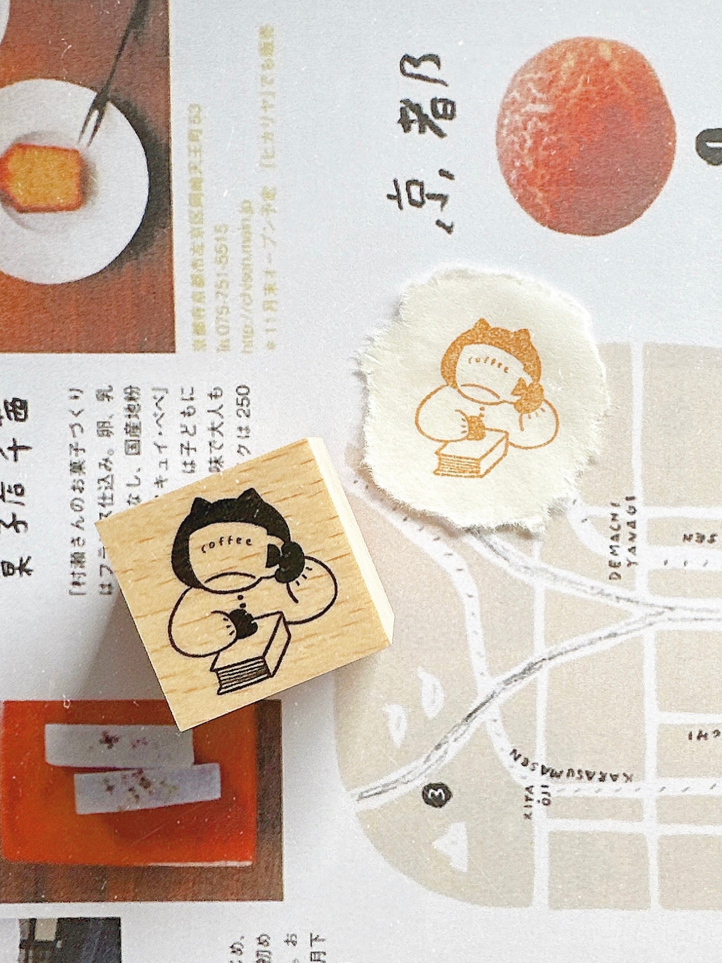 The Reading Cat with Coffee Stamp